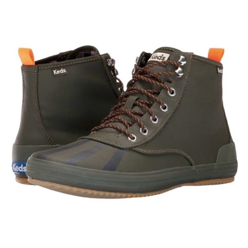 Keds Scout Splash Duck Boots 8 Orange Green Rain Boots